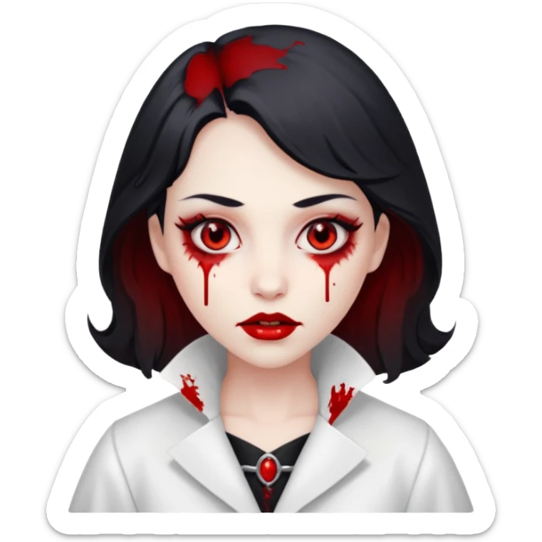 Women Vampire withwhite coat dress and eyes should be red with blood sticker