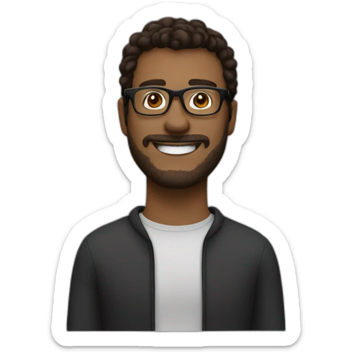 man with brown hair wearing black glasses smiling and loving me sticker