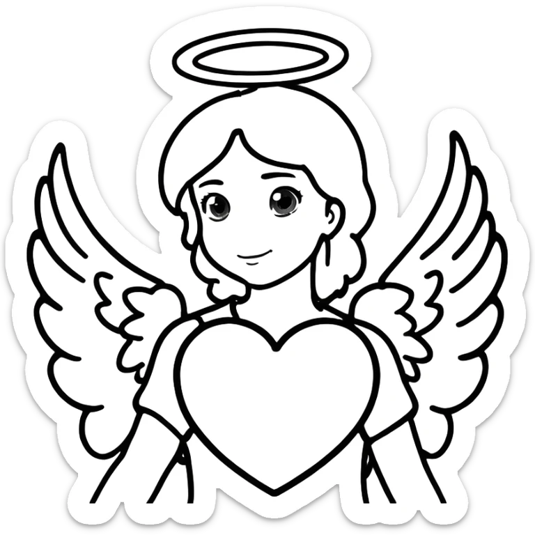 heart with an angel halo above it and angel wings sticker