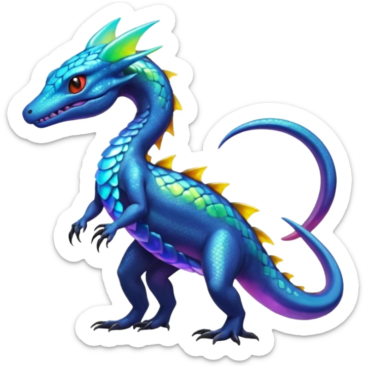 Colorful Shiny Exotic Amaura-Salandit-Aurorus-Fakémon-hybrid-creature (full body)  sticker