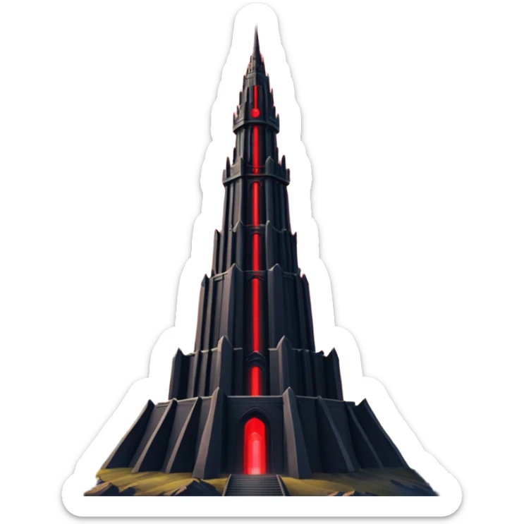 Barad Dúr from Lord of the Rings, Dark, giant Tower, with red laser beams shooting into the sky sticker