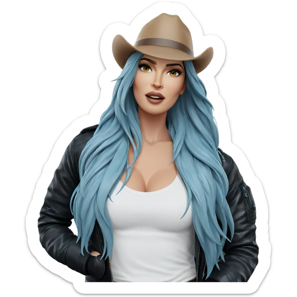 girl in leather jacket outdoors sticker