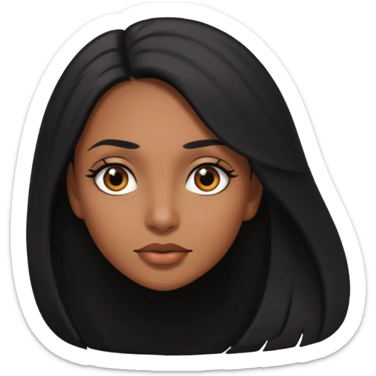 pretty brown skin woman with long black hair and brown eyes with the side eye expression  sticker