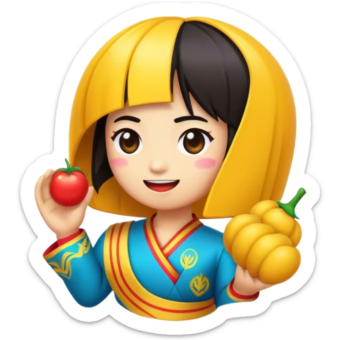 Cinematic Realistic V-pop Music Pop Culture Emoji, showcasing a modern, energetic representation of Vietnamese pop culture rendered with vivid textures and dynamic, colorful lighting. sticker