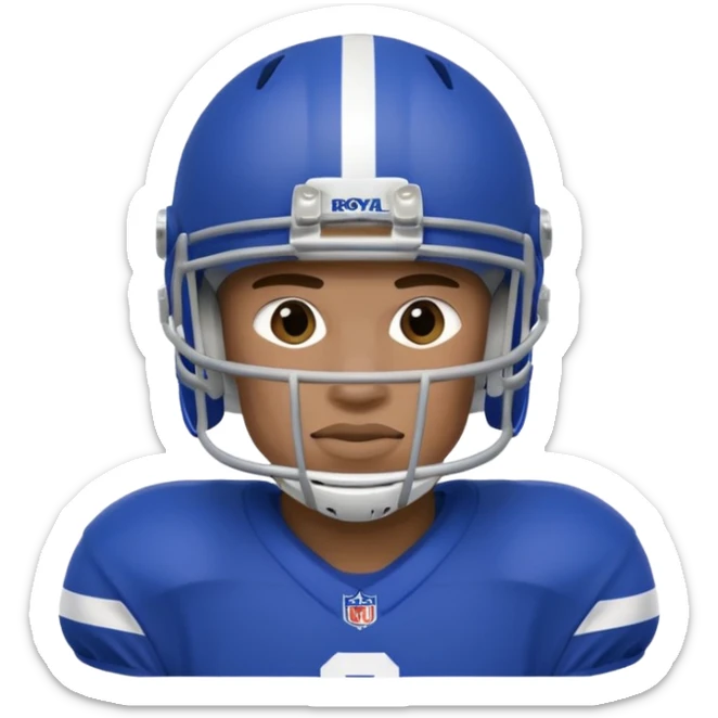 College football player helmet in a royal blue color only face sticker