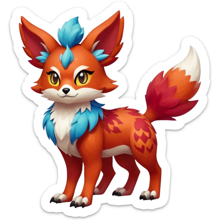 Falvie-Fionbri-fantasy-creature-Fakémon-Pokémon, full body, with markings sticker