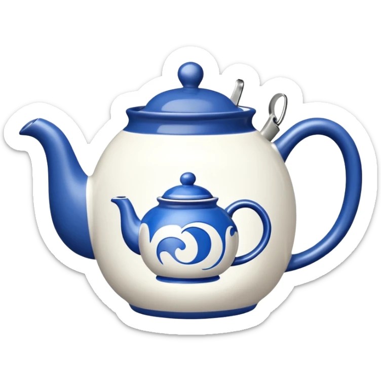 Matching mug of tea and teapot with Disney symbol sticker
