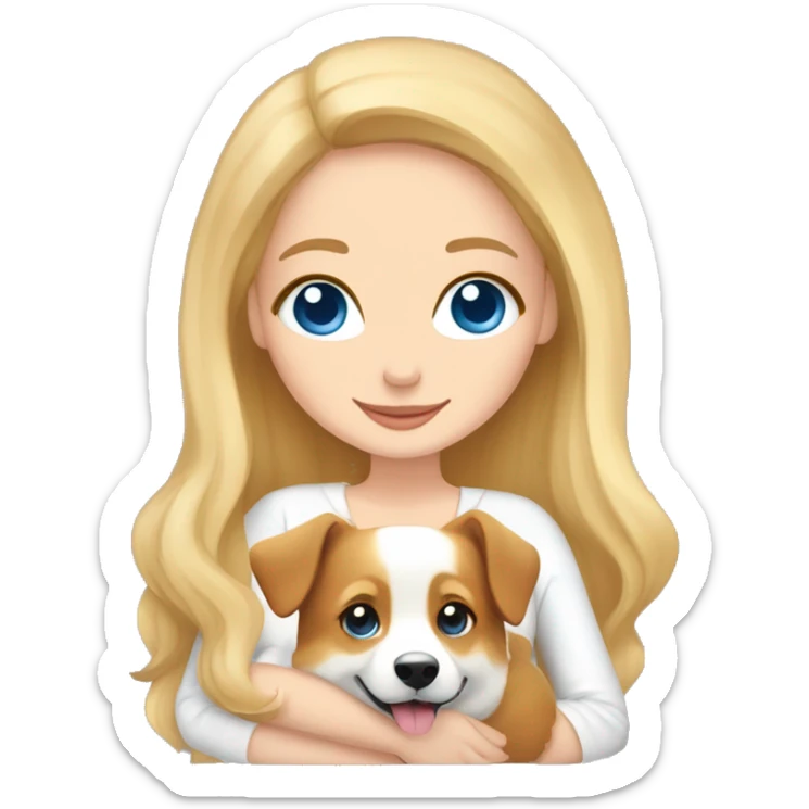 beautiful blonde girl blue eyes square hugging a pembroke welsh corgi happily sticker