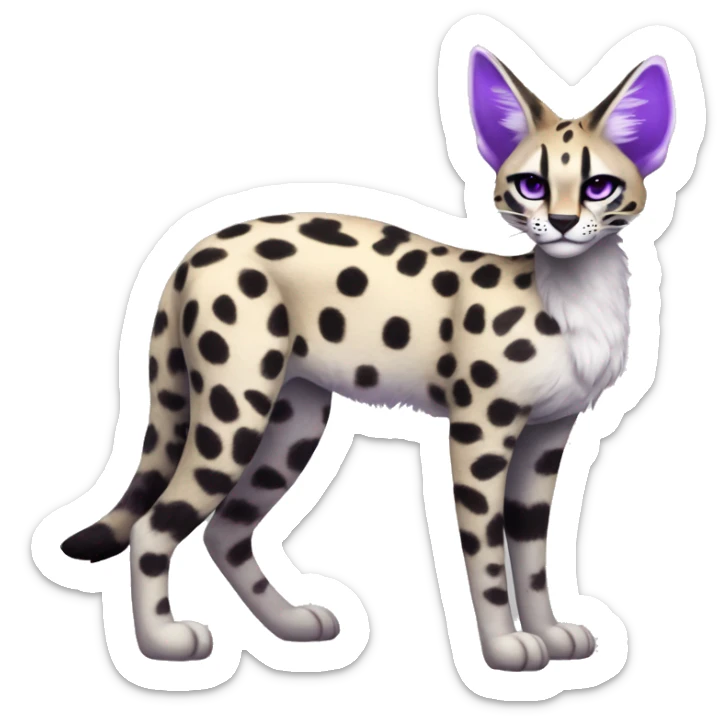 Kawaii Epic Edgy Black Purple White ethereal Serval-Fionbri-Vernid full body sticker