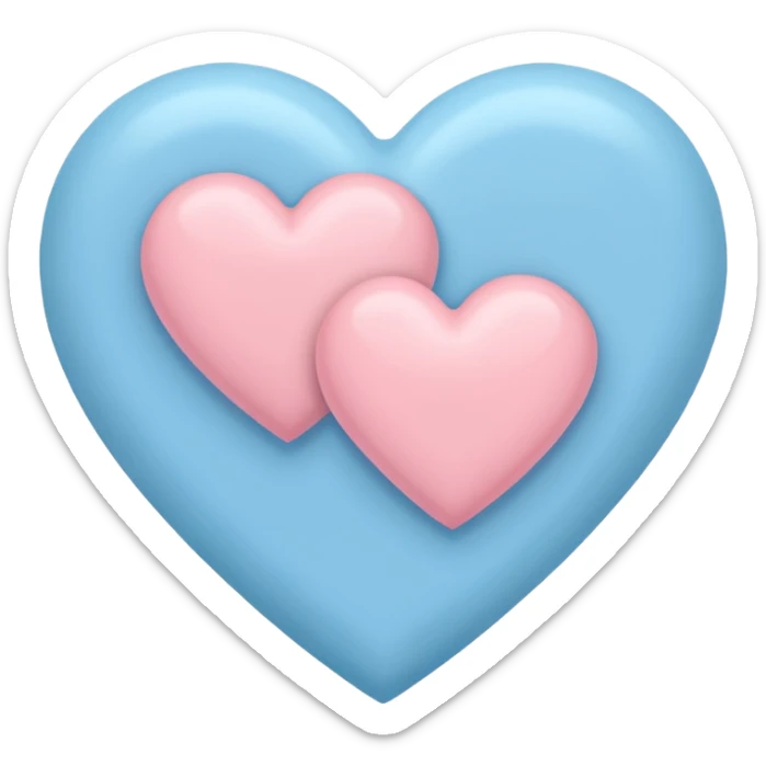 a heart with pastel blue on one side and pastel pink on the other sticker