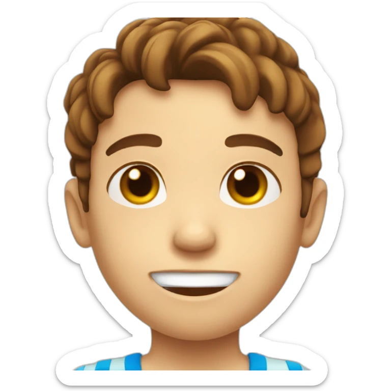 Boy with brown hair hurt his head in the swimming pool because of sunscreen sticker