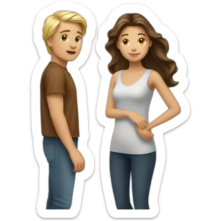 couple femme femme + une fille brune et un garcon blond sticker