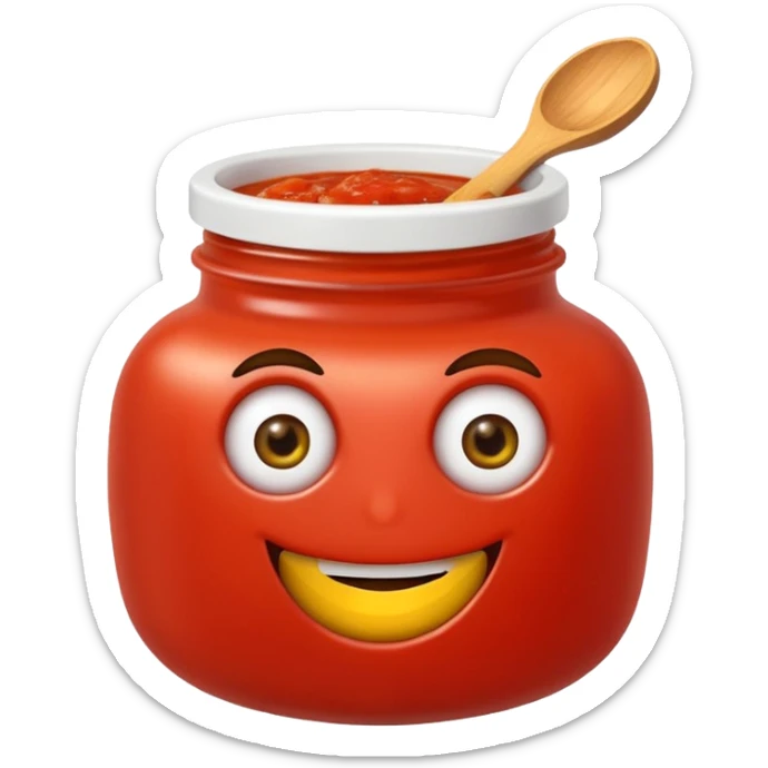 Un tarro de salsa de tomate y un tarro de salsa de mostaza al uno al lado del otro, los dos tarros con ojos sticker