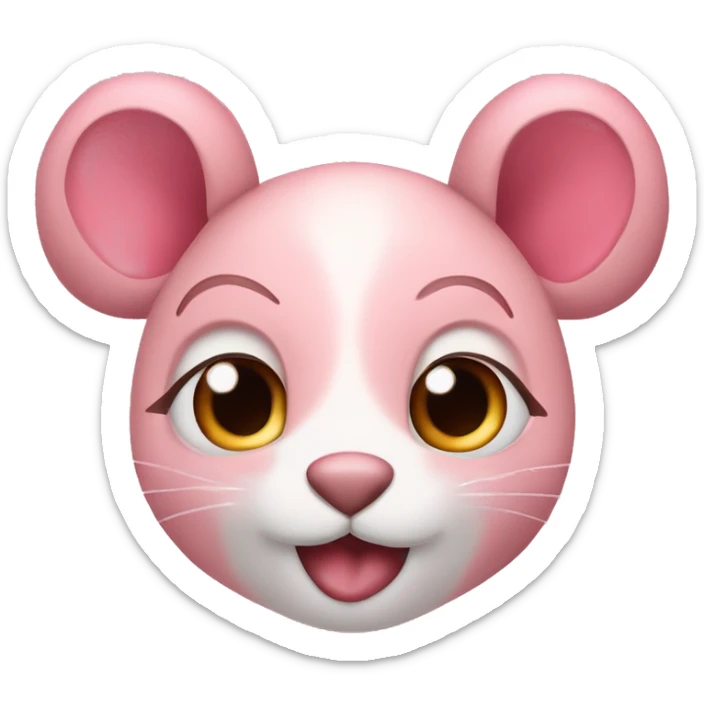 🐭 esta ratita rodeada de corazones rosa y con los ojos cerrados sticker