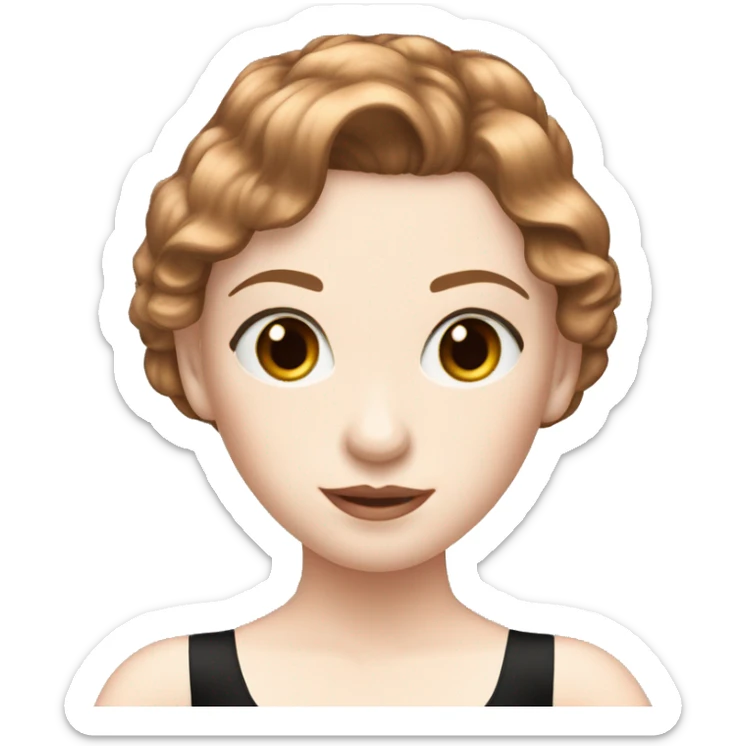 pale skin dark-copper-hair ballerina on black leotard sticker