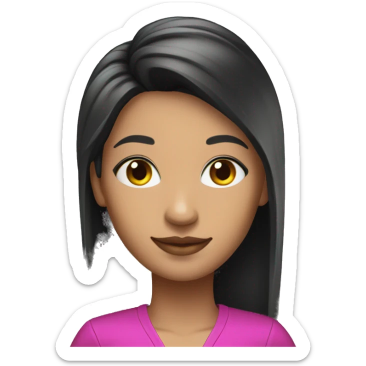 casino cashier with long, straight black and fuchsia hair sticker