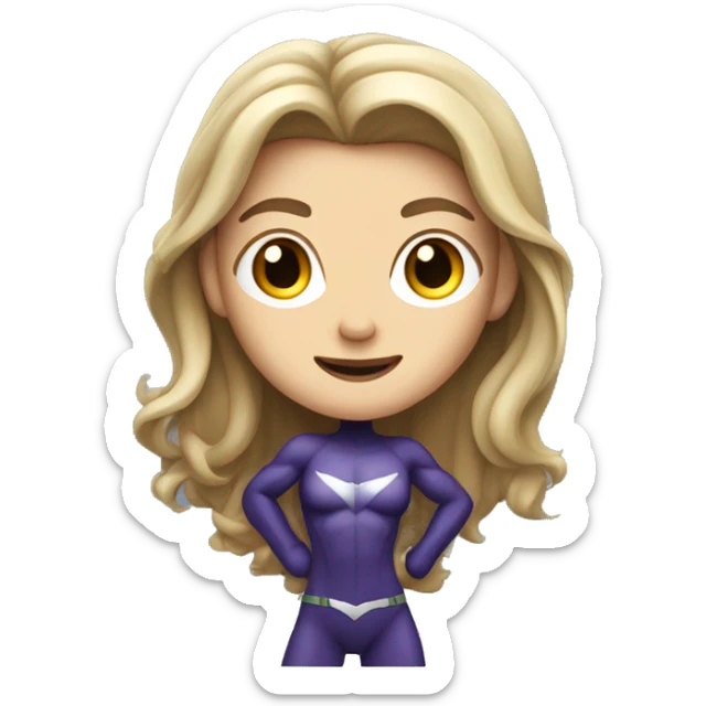 superhero lady standing with fair skin and long hair, full staning with legs visible sticker
