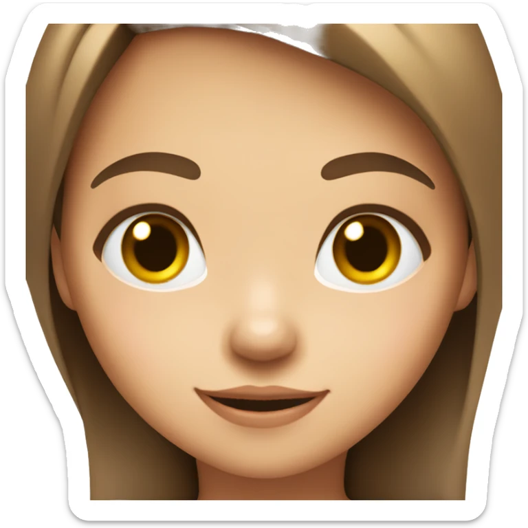 A girl with brown hair and light skin making a wink face sticker