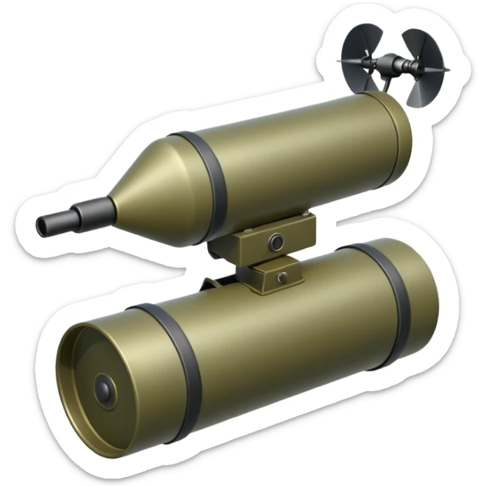 generate a realistic elongated anti-tank mine that can be carried by a drone sticker