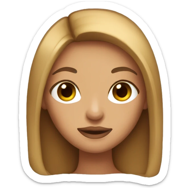 Make a girl with straight long hair, tanned skin, brown eyes, big lips sticker