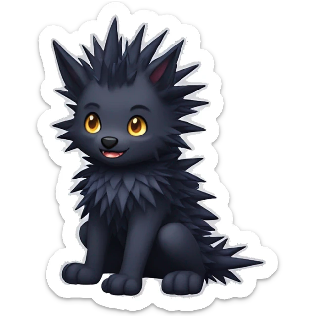 Dark Edgy Cool Cute Fluffy Spiky FurSona Fakemon Full Body sticker