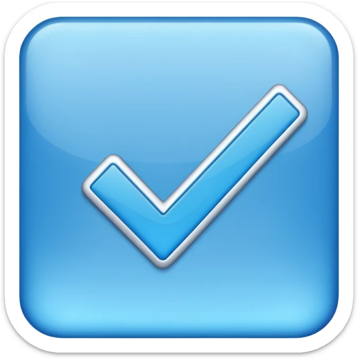 Una raya como ✔️ así pero azul y un cadrado así pero el ✔️ sea más grande sticker