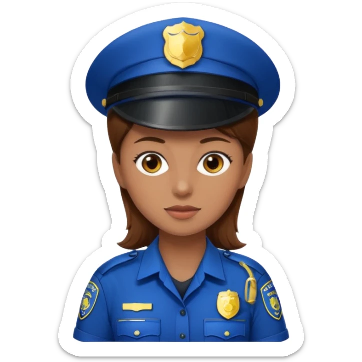 police woman with brown hair and bright skin sticker