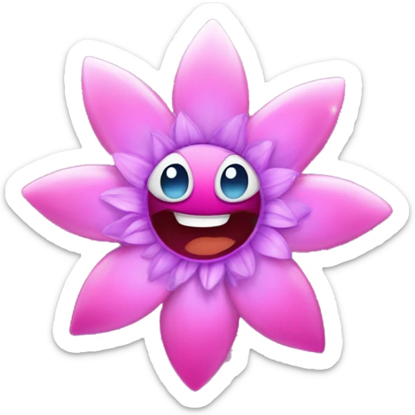 beautiful smiling fantasy flower, pink and purple color, with sparkles  sticker