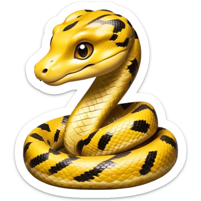 cinematic-cute-anaconda-portrait-emoji,-head-tilted-playfully-and-inquisitively,-with-a-sleek,-shimmering-body-adorned-with-detailed-scale-patterns-and-round,-sparkling-eyes-full-of-wonder,-simplified-yet-irresistibly-adorable-features sticker
