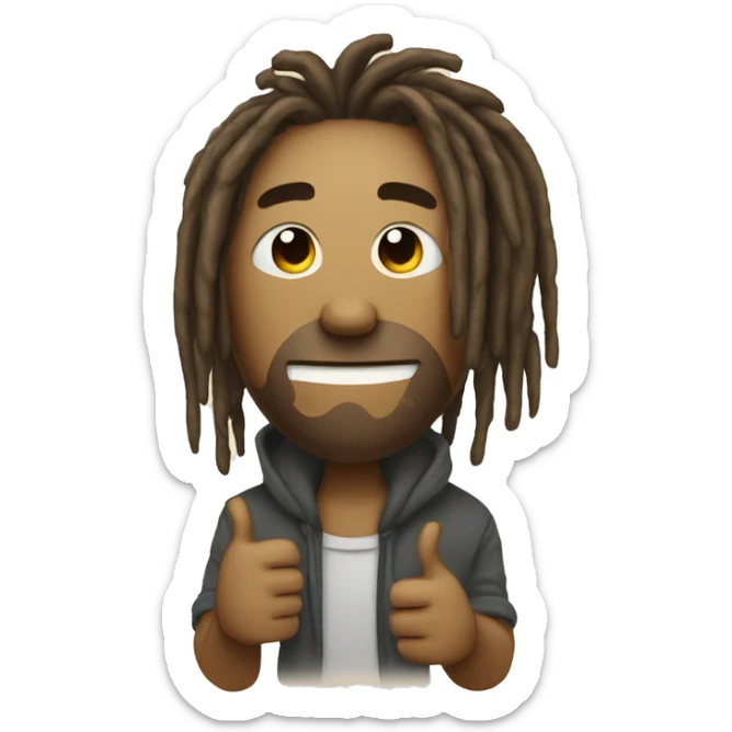 very very calm and sad and chill yvery nonchalant dreadhead with grills giving thumbs up sticker
