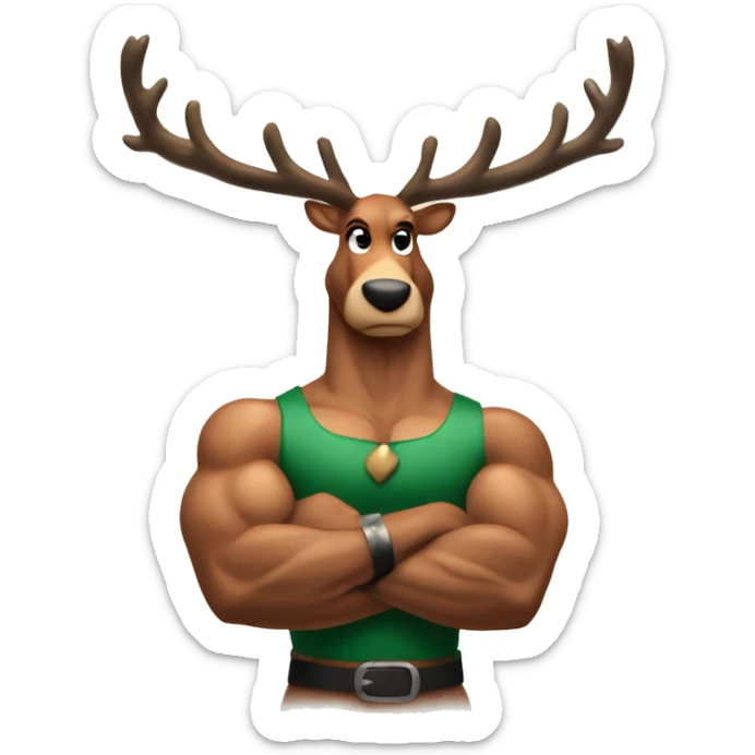 Reindeer muscular showing off biceps arms crossed masculine fierce torso "Team Donner" Tattoo sticker