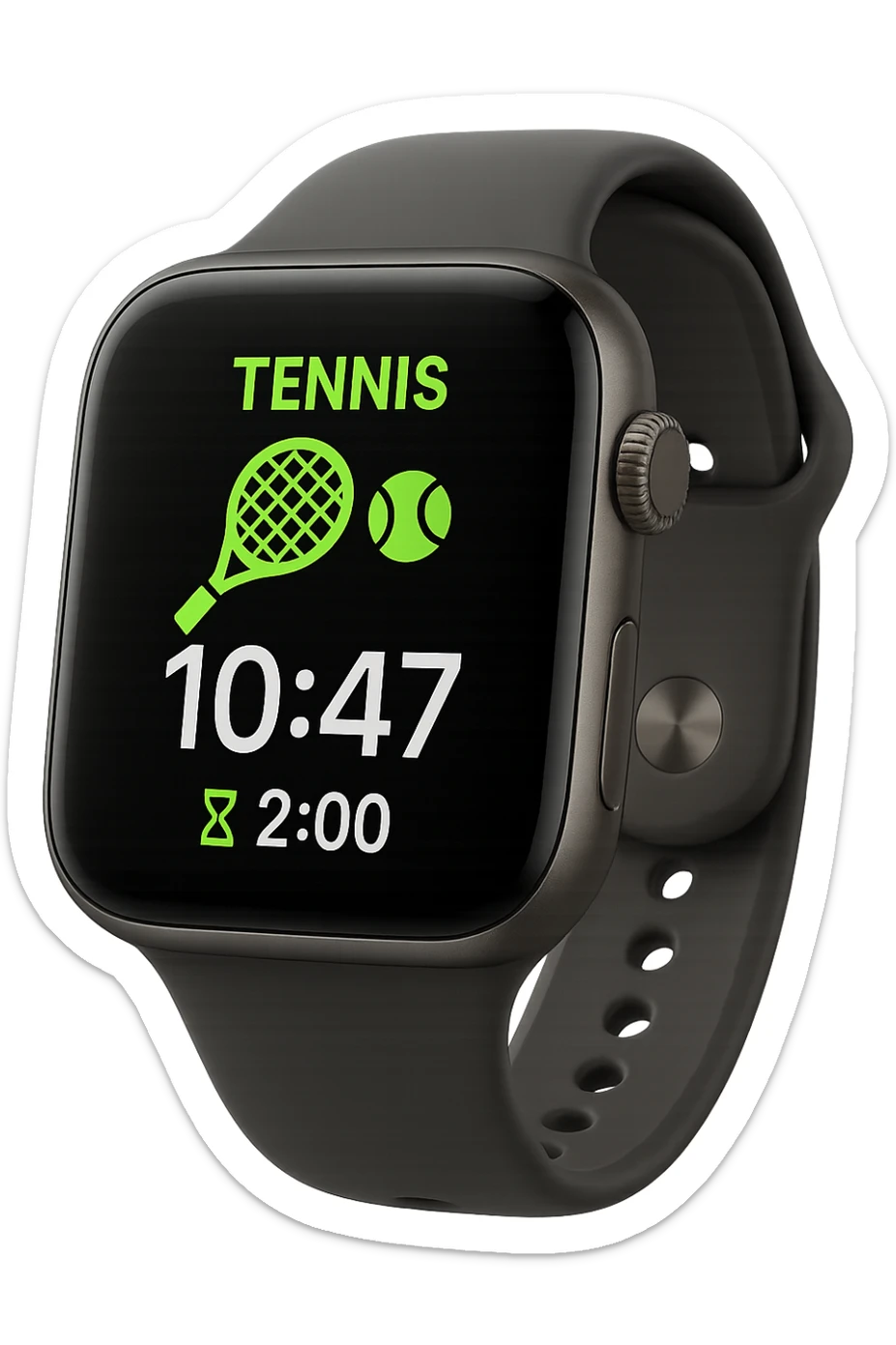 smartwatch con modalità attiva di tennis che segna 2 ore di tennis, REALISTICA 4K sticker