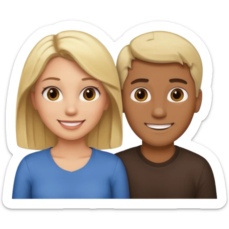 couple male blonde hair female dark brown hair sticker