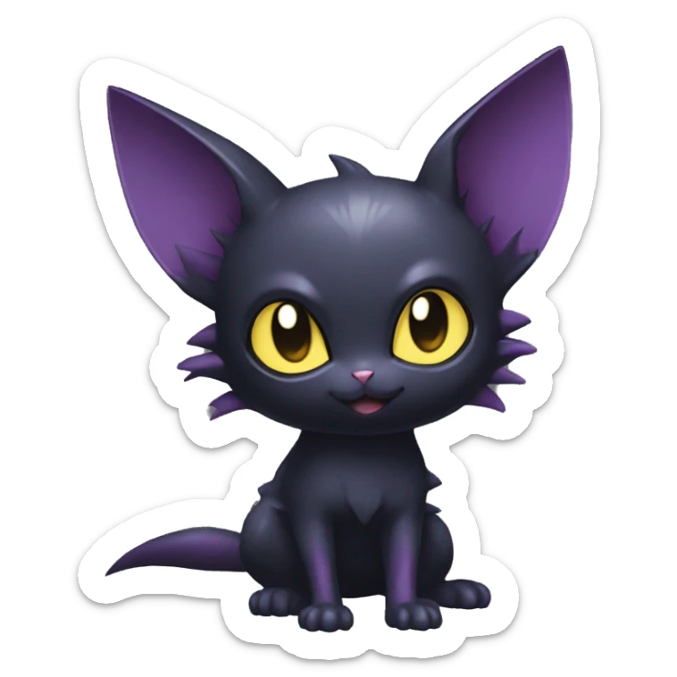 Cool Cute Edgy Dark Black Chibi Noibat-Cat-Pokémon-Fakémon-hybrid sticker