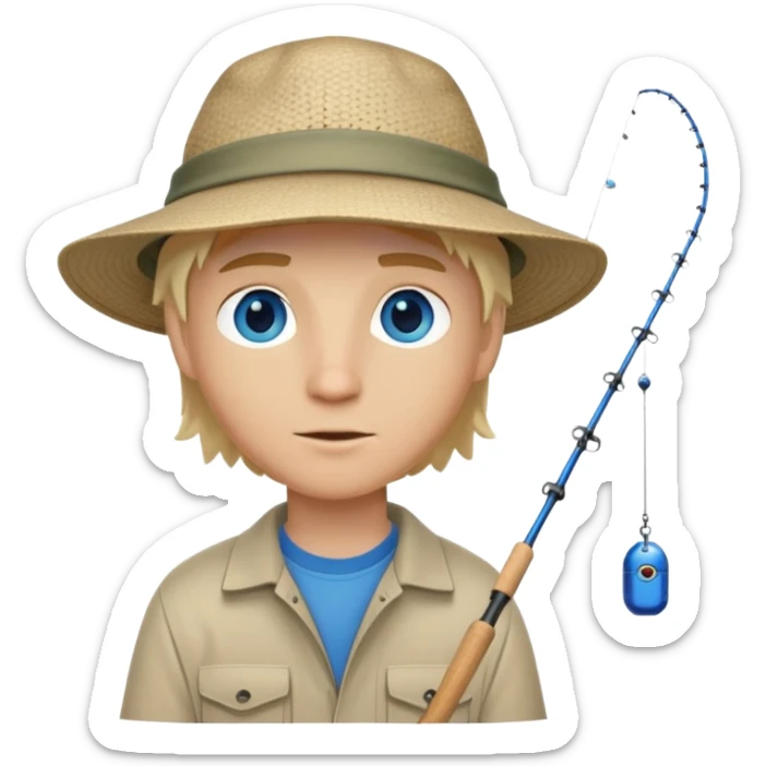 Short blonde hair and blue eyed white guy fishing sticker