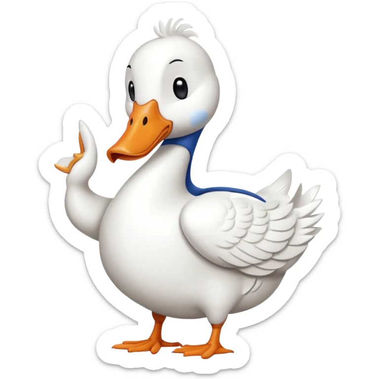 art style drawing of a white goose character giving a thumbs down sticker
