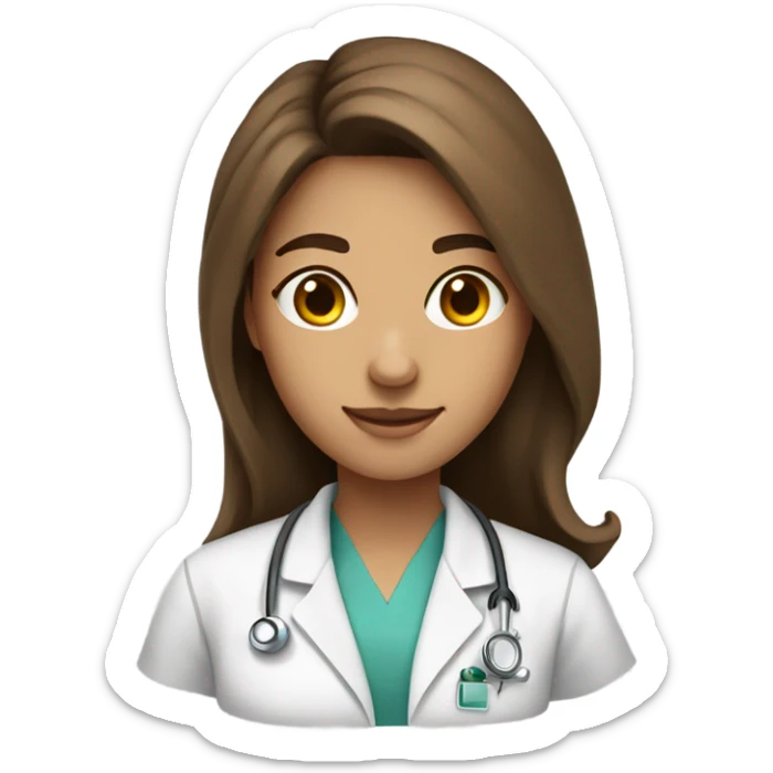 a medical student 20 years old girl student tan skin, brown hair sticker