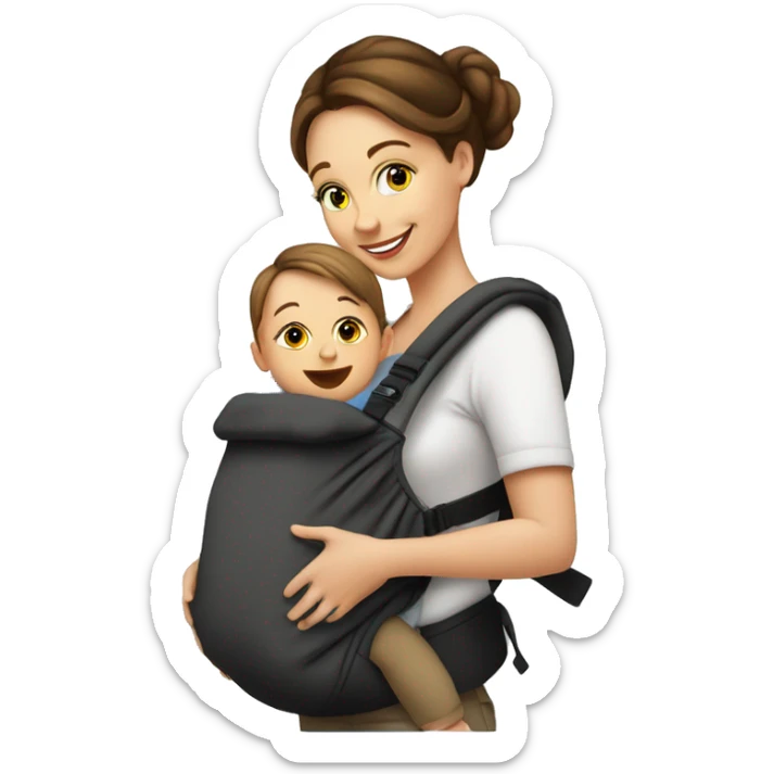 European Babywearing mom with toddler ergo carrier on moms back sticker