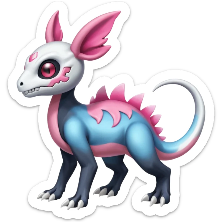 Shiny Duskull-Cubone-Salandit-Sylveon-Fakémon-hybrid-creature (full body)  sticker