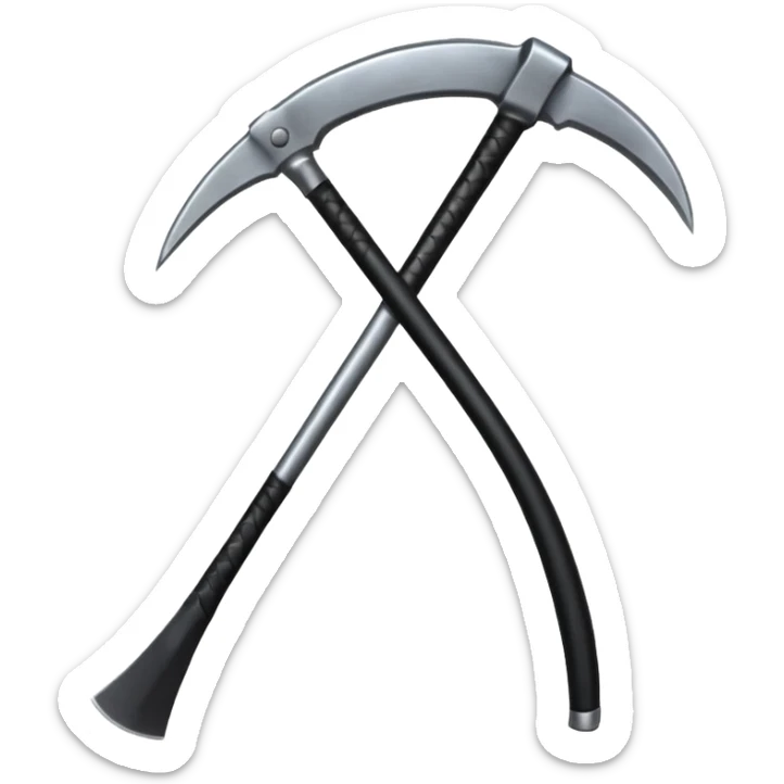 The scythe of the God of Death is long, straight, and pure black, symbolizing death. sticker