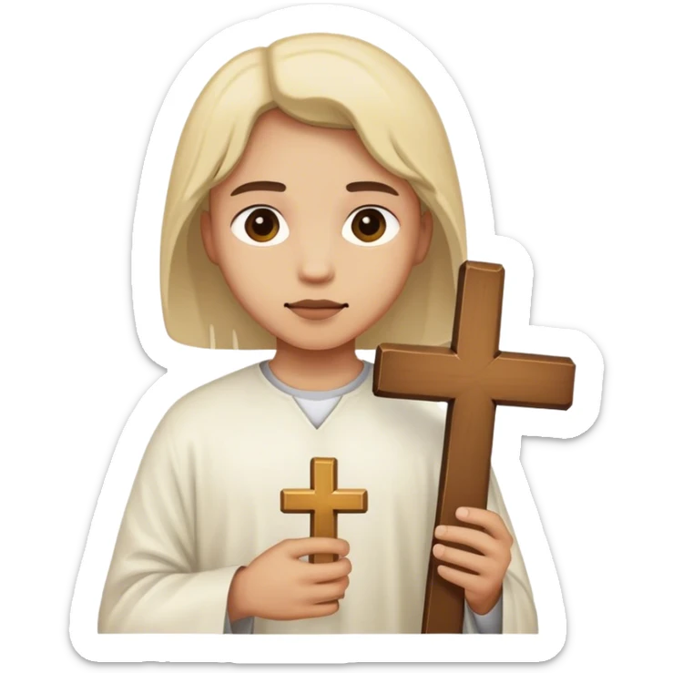 person with cross sticker
