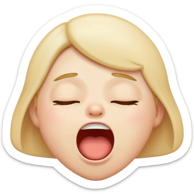 Hazme un emoji de cara con mucho sueño y pereza, recién acabándose de despertar  sticker