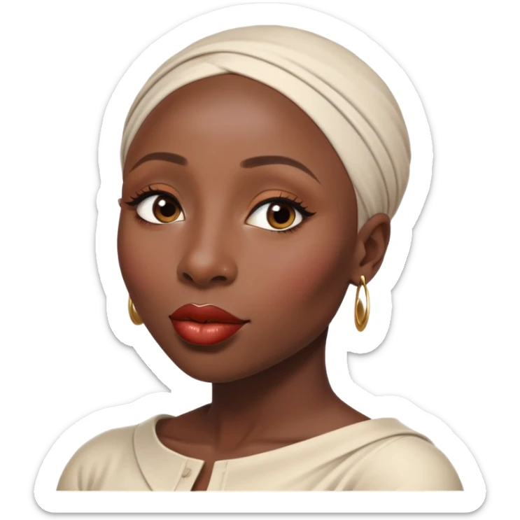 Cynthia erivo Alluring african woman wide nose bald head big glossy lips sticker