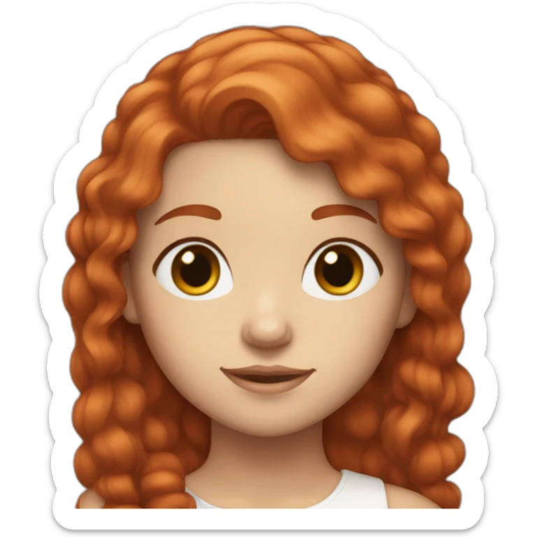 A girl with tall,  red hair, brown eyes And white skin  sticker