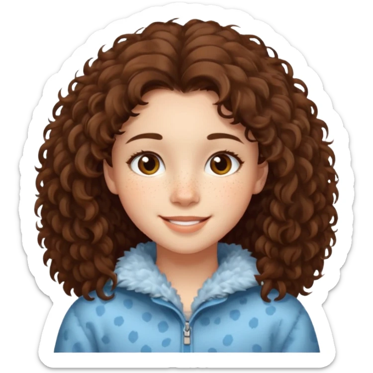 cute brunnete teen with fluffy hair light skin and freckles sticker