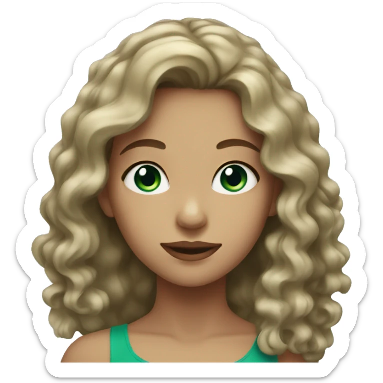 girl with dark blonde wavy hair and green-blue eyes  sticker