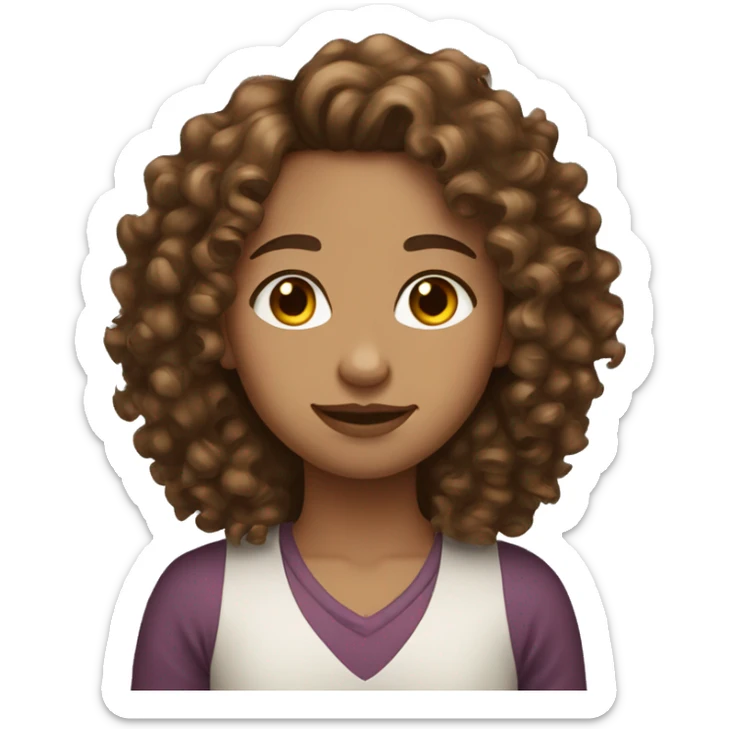 Brown hair curly light skin girl in love sticker