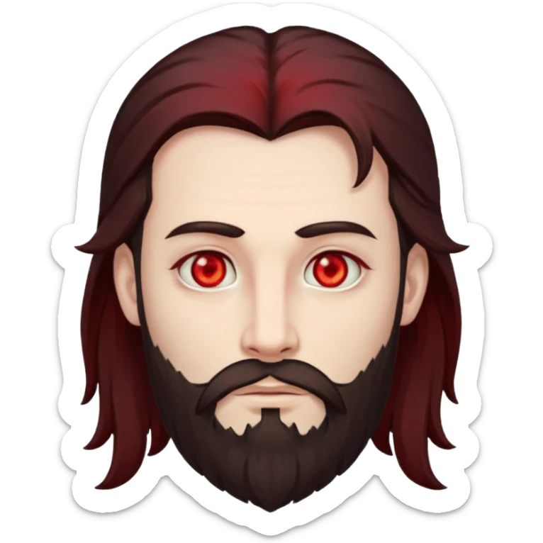 Evil, shadowie Male lord with Red glowing eyes and Long darkBrown Hair and chin beard sticker