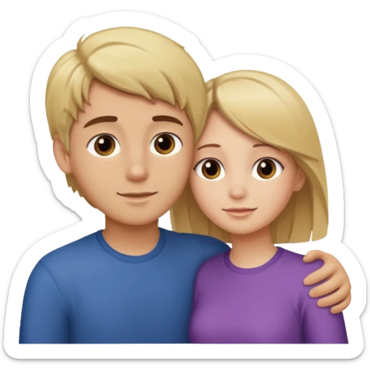 Amour à distance fille blonde et garçon brun tous les deux clair de peau  sticker