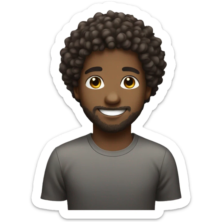 Curly hair african male youth, with some lil beard, and a nice smile sticker